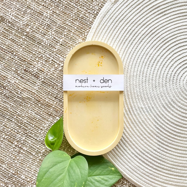 Porte-savon en terrazzo plateau ovale, plateau pour coiffeuse ou porte-bouteilles pour votre salle de bain, plateau pour votre décoration de ferme ou cadeau pour elle Sunshine Yellow