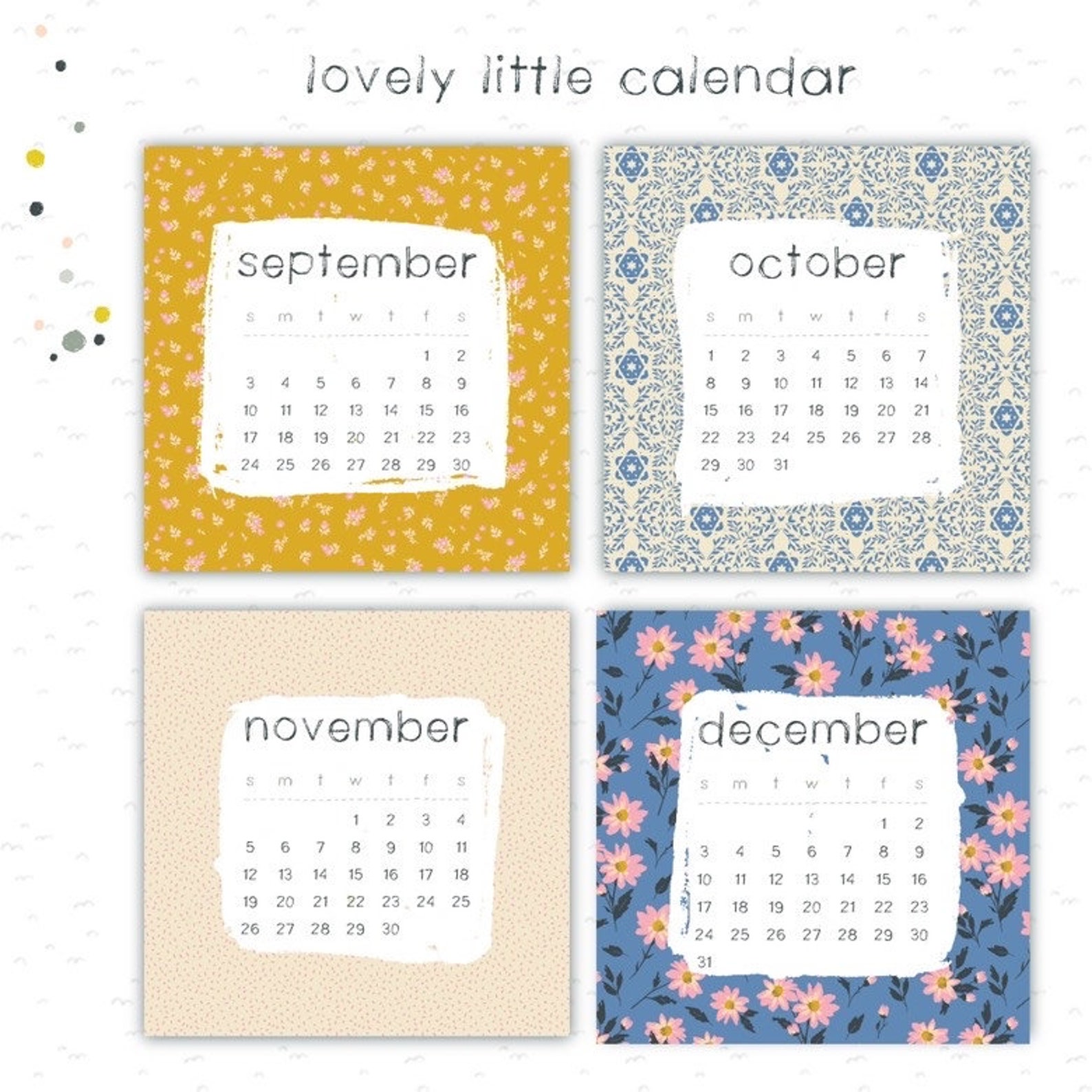 2023 Cute Desk Calendar With Optional Stand Monthly Calendar Etsy