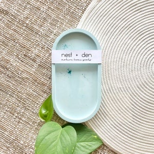 Porte-savon en terrazzo plateau ovale, plateau pour coiffeuse ou porte-bouteilles pour votre salle de bain, plateau pour votre décoration de ferme ou cadeau pour elle Mint Green