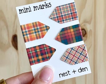 Mini Flannel Page Markers | Cute Magnetic Bookmark Set + Tin | Unique Bookmark for Student Gifts | Bookmarks for Women | Book Lover Gift