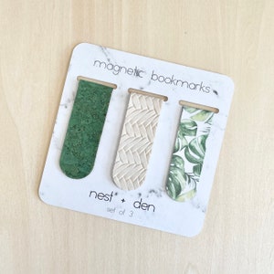 Magnetic Monstera Bookmark Set - Faux Leather Magnetic Bookmark | Bookmark for Women | Plant Lover Gift for Women | Pretty Magnetic Bookmark