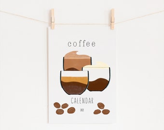 2023 Wall Calendar - Monthly Calendar for Coffee Lovers Gift - Coffee Calendar for Teacher Appreciation Gift or Coffee Drinker Gift