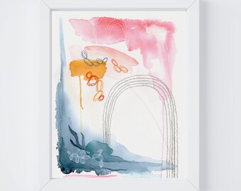 Aquarel Print - Moderne Abstract Aquarel Art Print van originele abstracte aquarel schilderij voor uw minimale decor of moderne muur decor