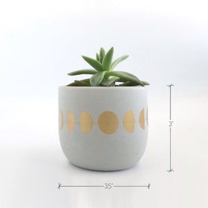 Moon Phases Planter Hand Painted 3 Concrete Planter, Succulent Planter Pot with Drainage / Moon Decor for Mothers Day Gift, Gift for Mom image 6