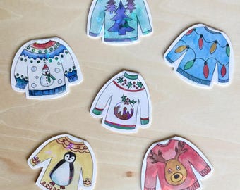 Ugly Christmas Sweater Magnetic Bookmark Stocking Stuffer - Bookworm Friend or Teacher Christmas Gift under 10 - Magnetic Bookmark Bundle
