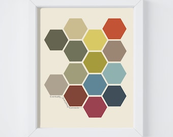 Mid Century Modern Eames Art Print -  Retro Geometric Wall Art featuring Honeycomb Pattern in an Eames Style for your Danish Modern Wall Art