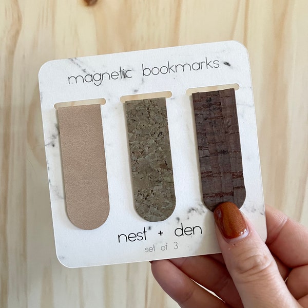 Suede Bookmark for Men - Cork  and Faux Suede Bookmark | Magnetic Bookmark Set | Unique Bookmark | Stocking Stuffers for Men | Gifts for Men