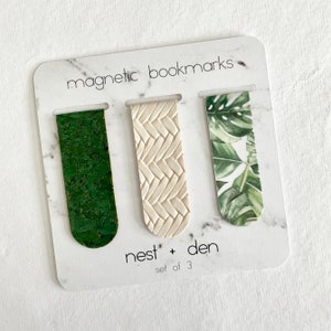 Magnetic Monstera Bookmark Set Faux Leather Magnetic Bookmark Bookmark for Women Plant Lover Gift for Women Pretty Magnetic Bookmark image 3