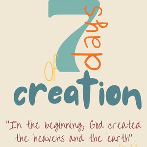 7 Tage der Schöpfung Poster: Sonntagsschule Bibel Studium Printables