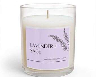 Lavendel + saliekaars Glazen kaars | Pot met sojageur van 11 oz