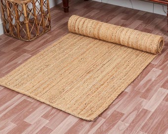 Handmade Braided Jute Rug – Natural Fiber Bohemian Decor