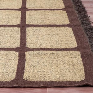 Handwoven Wool Jute Kilim Rug: Indian Moroccan Boho Style