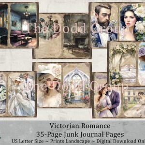 Victorian Romance Junk Journal Kit Printable Background Pages Instant Download PDF Digital Art Scrapbook Supplies DIY Craft TheDoddGroup