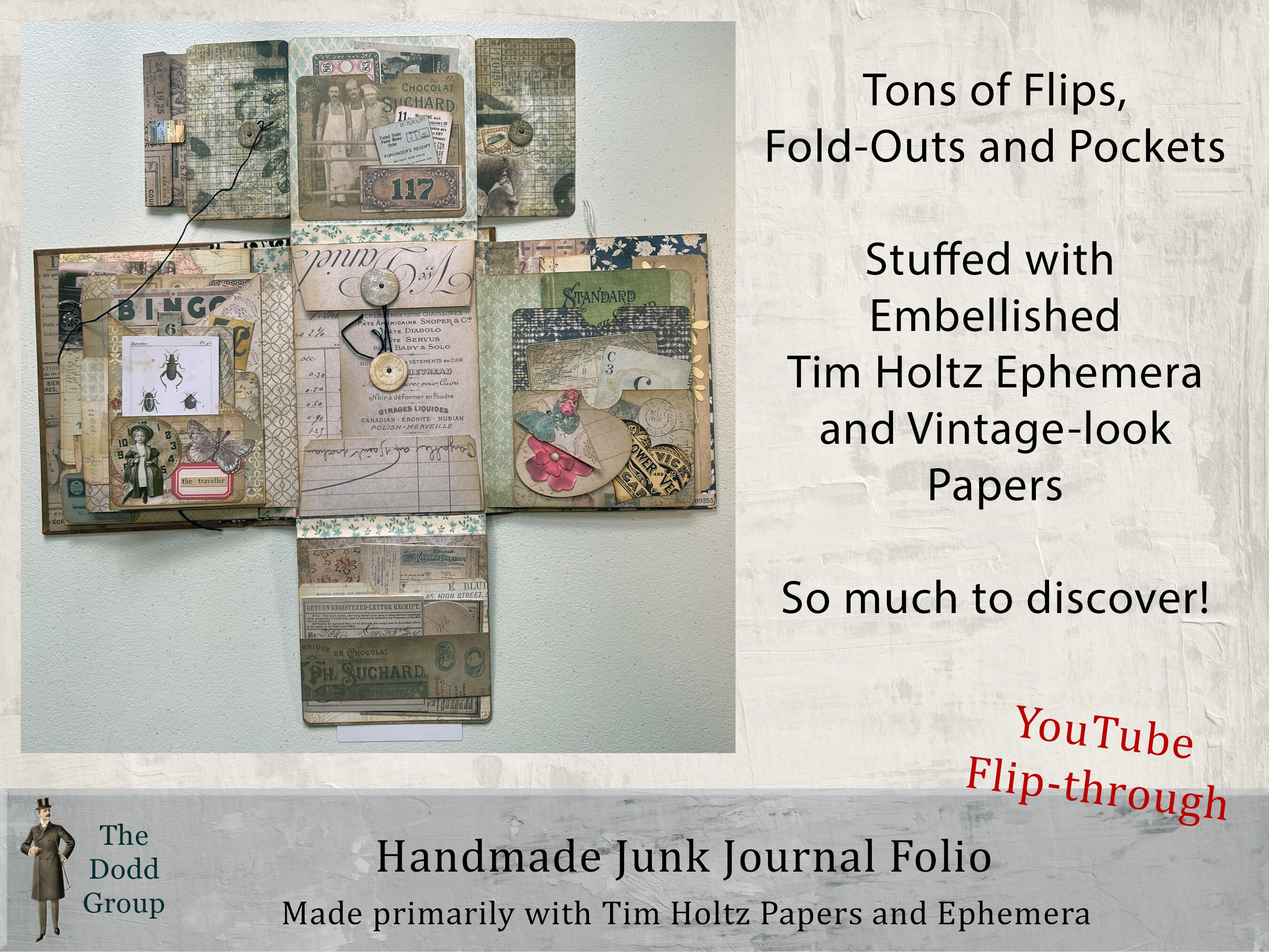 Tim Holtz Idea-ology Fabric Journal, Stitched Canvas Journal, 4X6