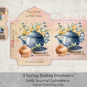 Teabag Envelopes Junk Journal Ephemera Digital Kit, Tea, Lemon, Sunflower, Blackberries, PDF Handcrafted Treasure Altered Art The Dodd Group