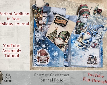 Gnomes Christmas Journal Folio Kit Festive Gnome-Themed Digital Junk Journal Folio Kit with Pockets, Tags, and Ephemera  DIY Gift Dodd Group