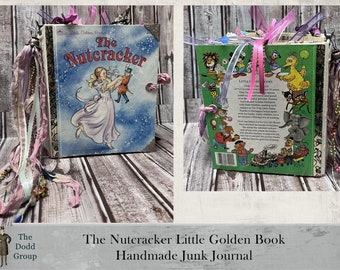 Vintage Themed Little Golden Book The Nutcracker Handmade Junk Journal Christmas Gift for Women and Wives filled with Ephemera YouTube Video