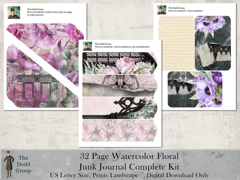 Digital Download Journal Kit Printable Backgrounds Vintage Etsy