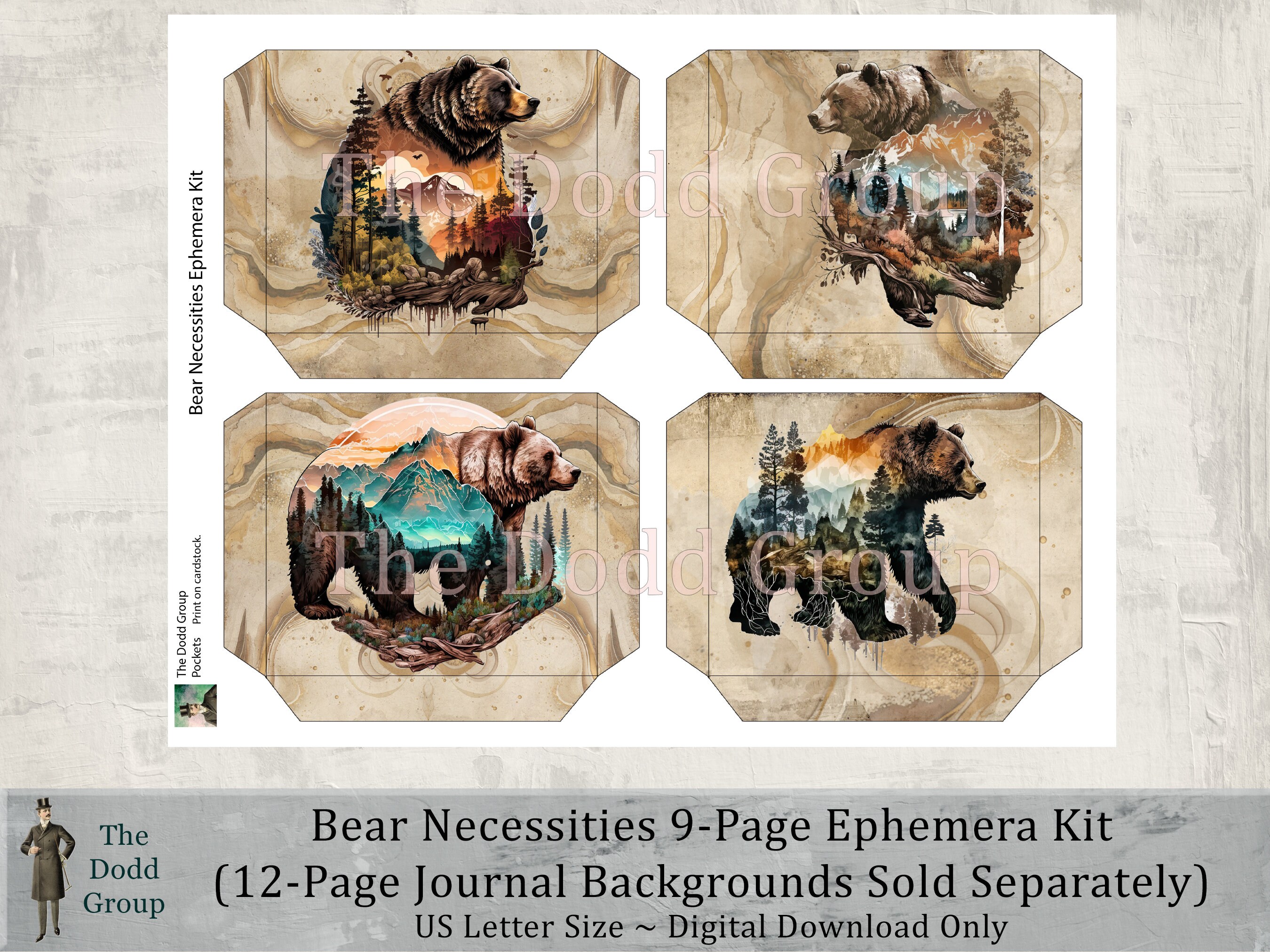 Bear Necessities 9 Pages of Printable Ephemera for Digital Download ...