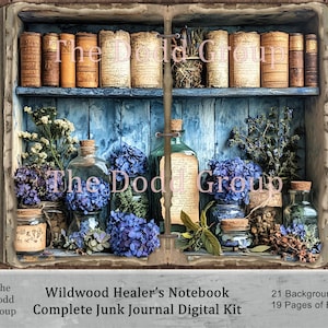 Wildwood Healer’s Notebook Digital Junk Journal Kit – Herbal Nature Woodland Scrapbook Art Gift Craft Supply Cards PDF DoddGroup