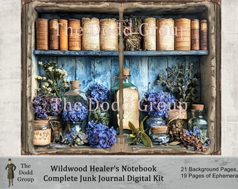 Wildwood Healer’s Notebook Digital Junk Journal Kit – Herbal Nature Woodland Scrapbook Art Gift Craft Supply Cards PDF DoddGroup