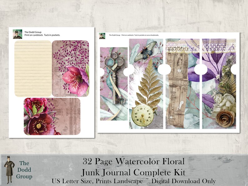 Digital Download Journal Kit Printable Backgrounds Vintage Etsy