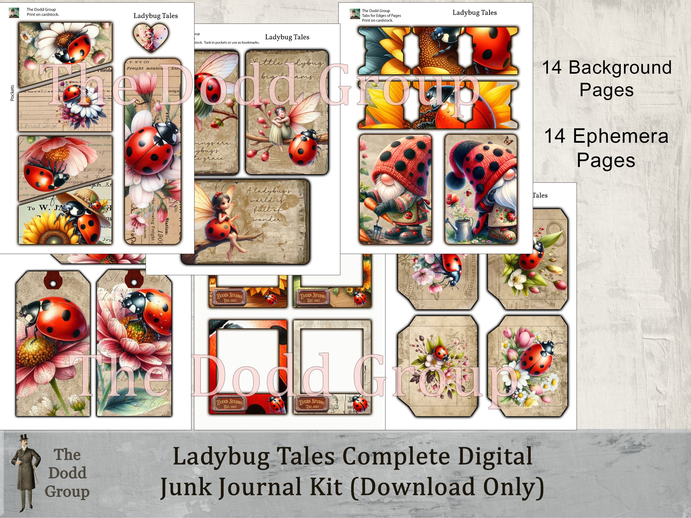 Printable Ladybug Tales Digital Junk Journal Complete Kit 28 Pages ...