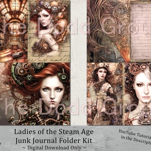 Steampunk Junk Journal Kit, Printable Journal Kit, Digital Junk Journal,  Steampunk Digital Kit, Scrapbooking Paper 