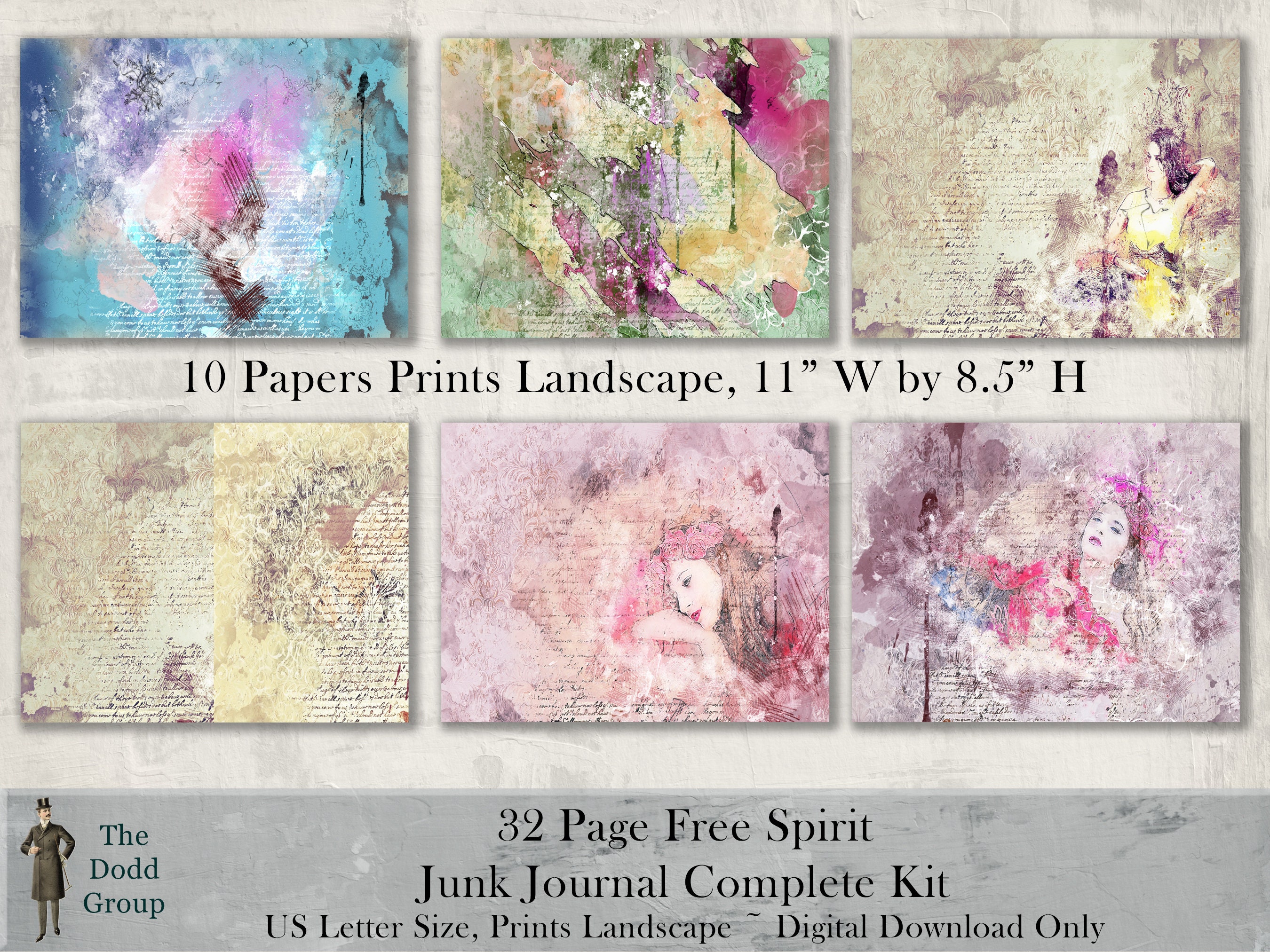 Digital Download Journal Kit Printable Backgrounds Vintage - Etsy