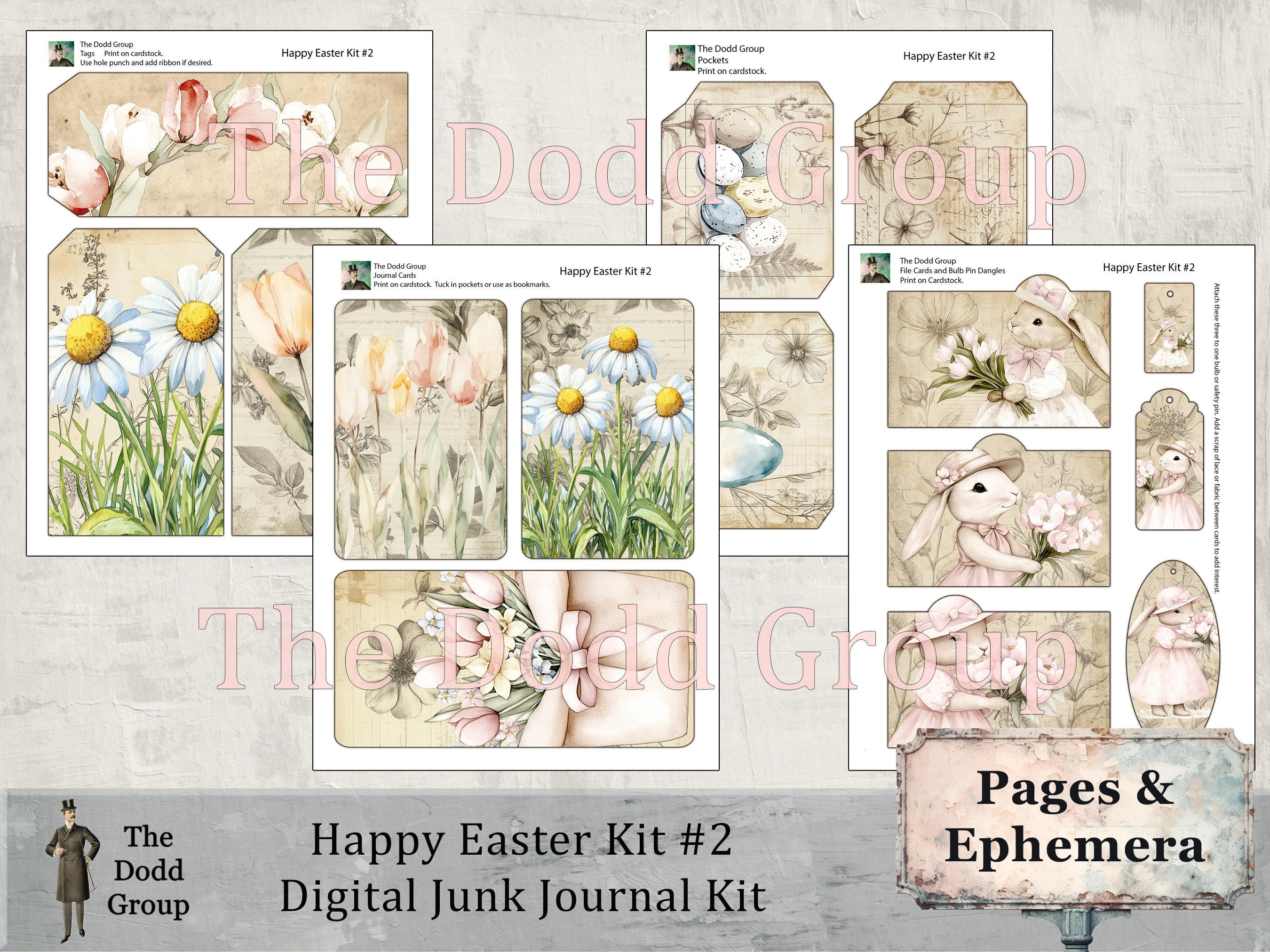 Happy Easter Digital Junk Journal Kit Background Pages and Ephemera ...