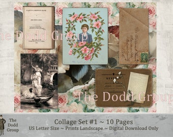 10 Printable Collage Pages for Journaling Art Vintage Printable Collection - Digital Download - Antique Papers  Photographs The Dodd Group