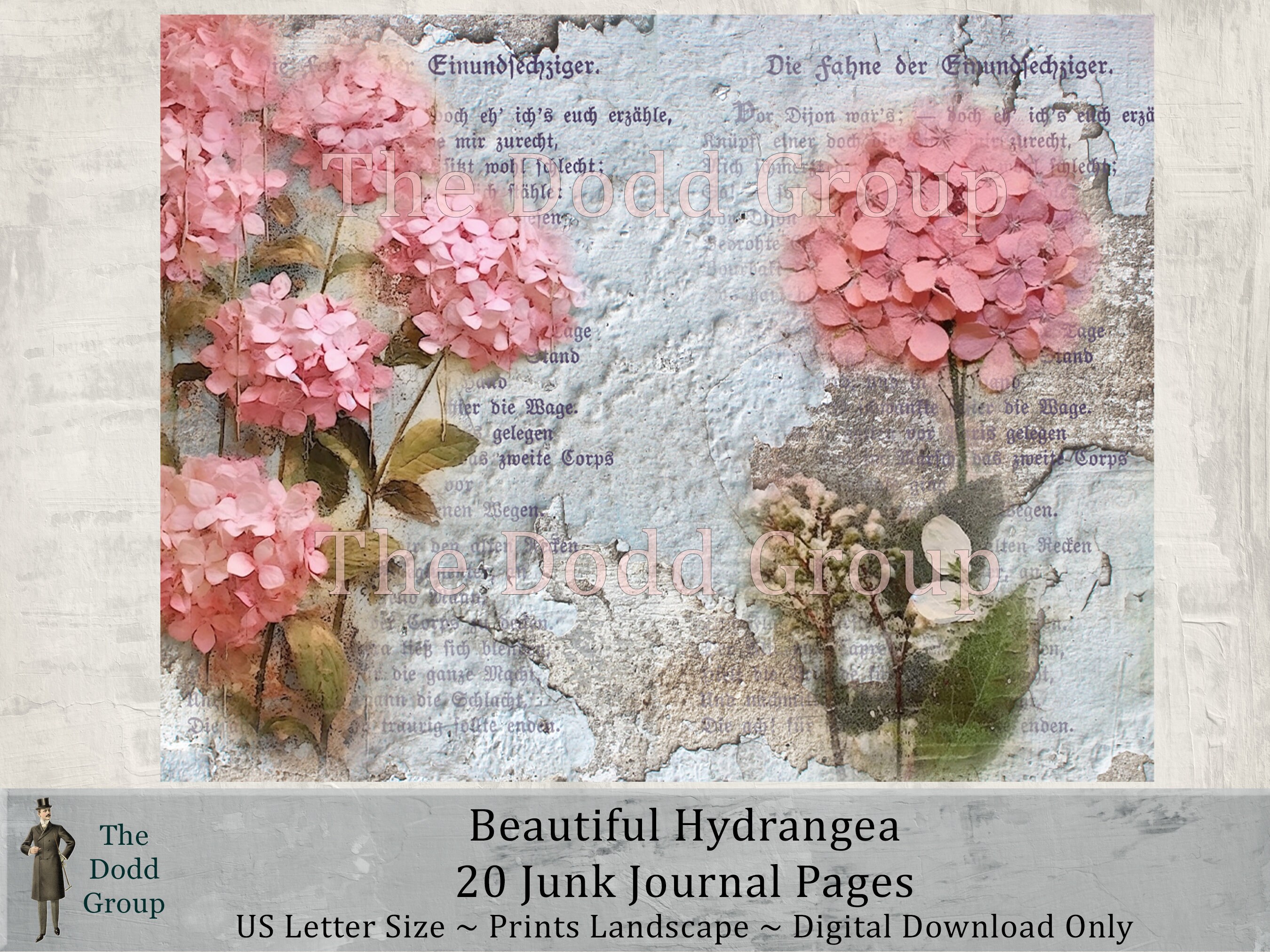 Beautiful Hydrangea Digital Junk Journal Printable Pages - Shabby ...