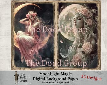 Moonlight Magic Digital Junk Journal Kit 26 Printable Pages, 56 Whimsical Designs & Lined Journal Pages Instant PDF Download The Dodd Group