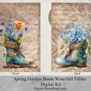 Digital Junk Journal Folder Folio Kit with Tags and Waterfall Vintage-Inspired Embellishments Cards Writing Handcrafted Treasure Altered Art