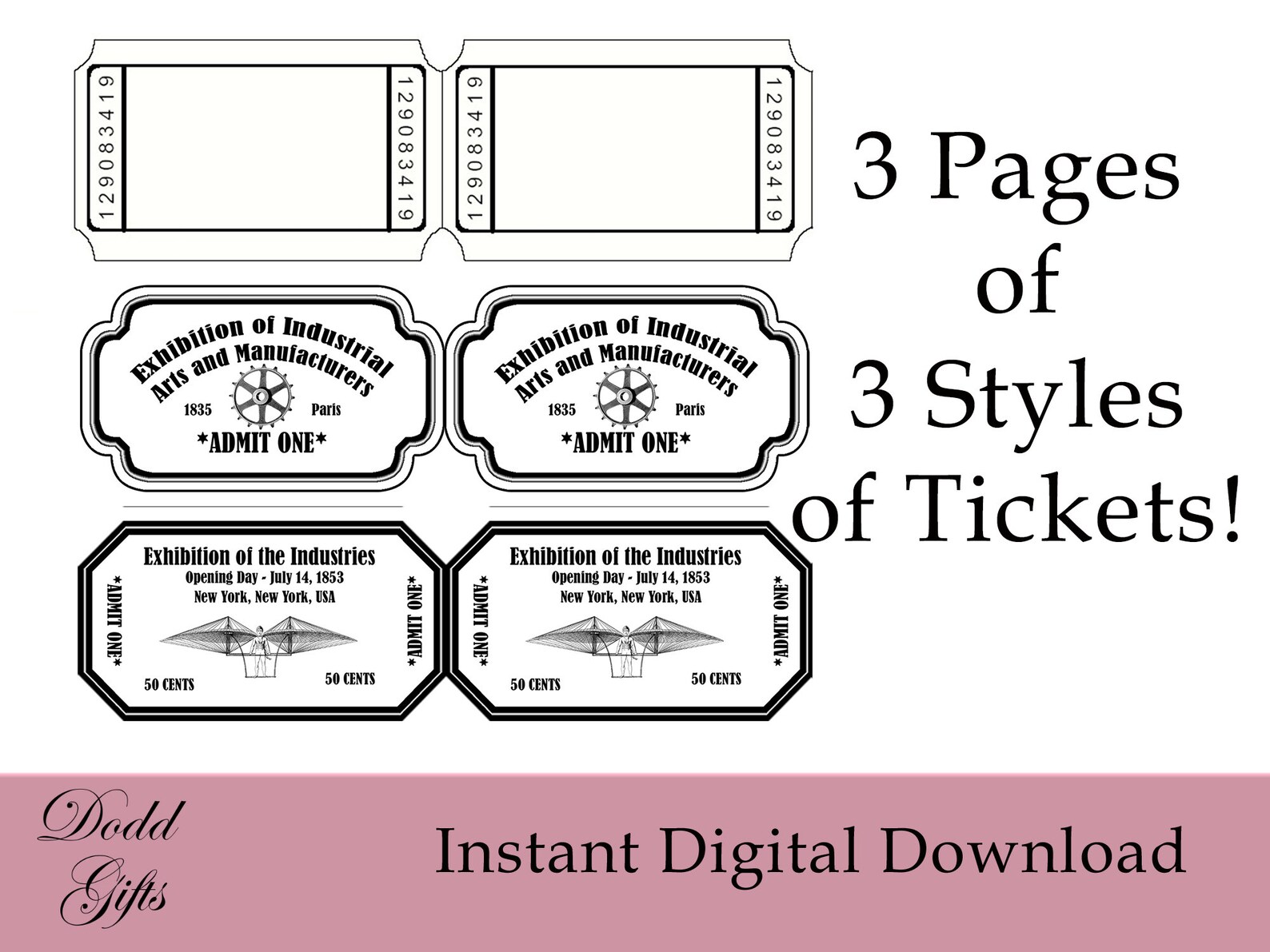 Tickets Print Design on Your Paper to Create Cutout Shapes, Template ...