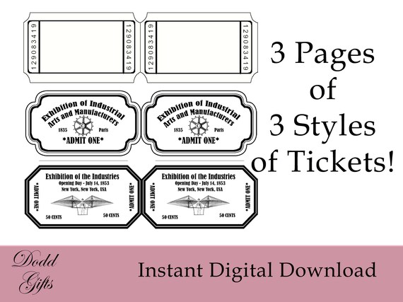 Tickets Print Design on Your Paper to Create Cutout Shapes | Etsy