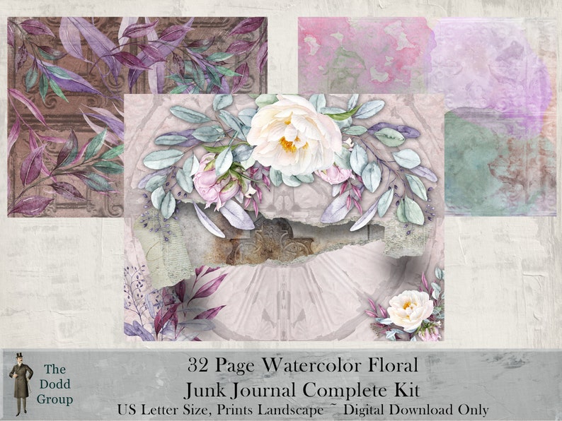 Digital Download Journal Kit Printable Backgrounds Vintage Etsy