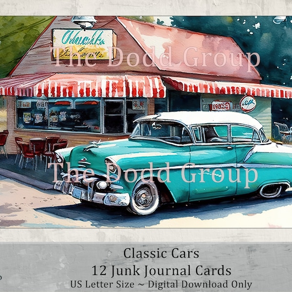 Classic Cars Ephemera for Junk Journals DIY Craft Art Vintage Summer Printable Digital Download PDF TheDoddGroup Craft Gift for Him