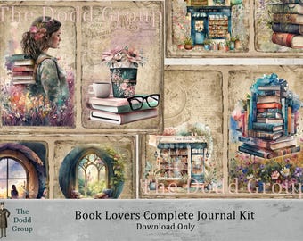 Book Lover Junk Journal Background Pages Printable Library & Bookstore Designs Digital Ephemera Included DIY Journal Kit from The Dodd Group