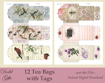Tea Bag Junk Journal Ephemera Envelope Printable Digital Instant PDF Download Handmade Summertime Teabag DoddGroup Craft Supply Art Design