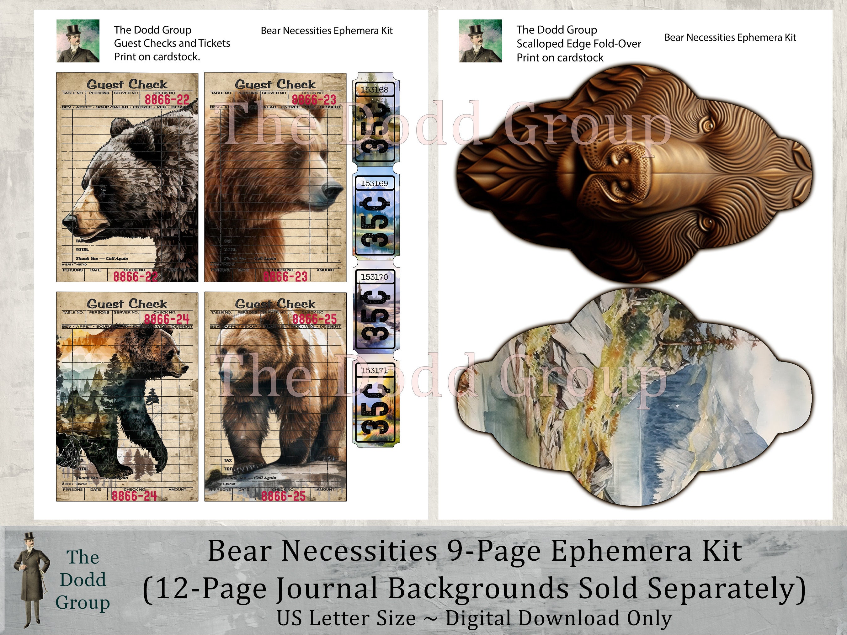 Bear Necessities 9 Pages of Printable Ephemera for Digital Download ...