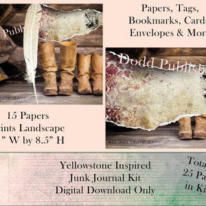 Yellowstone Inspired Digital Junk Journal Kit | Instant Download | Borderless Prints! Create your own Dutton-inspired Art Journal.