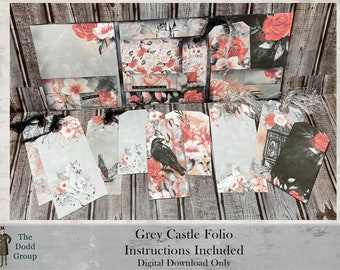 Dark Fairy-Tale Craft Kit: Trifold or Loaded Folder Vintage-Inspired Embellishments Cards Tags Handcrafted Treasure Halloween
