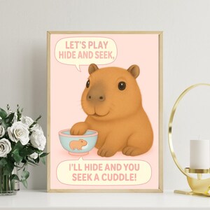 Arte mural de carpincho para guardería – Póster de animales kawaii para niños – Descarga digital – Imprimible de escondite – Decoración para habitación de bebé