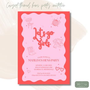 Cowgirl-Themed Hens Party Invitation | Editable Pink Western Bachelorette Invite | Digital Download
