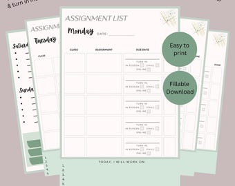 Student Homework Planner and BONUS Resource Planner- ADHD friendly