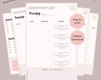 Student Homework Planner and BONUS Resource Planner- ADHD friendly