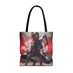 Futuristic Cyberpunk Tote Bag: Sci-Fi Art, Tech Lover Gift