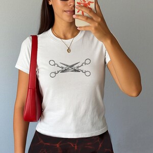 Scissors Baby Tee, Y2K Lesbian Pride Baby Tee, 90s Subtle Lesbian Pride Shirt, Y2K Sapphic LGBTQ WLW TShirt, Gay Bi Lesbian Pride Month Tee