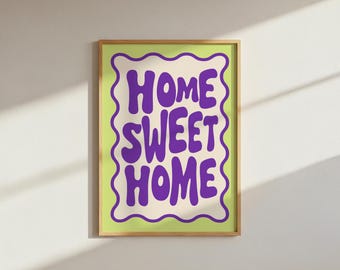 Home Sweet Home Print: Wavy Bubble Letter Art (Digital Download A4 PNG File)